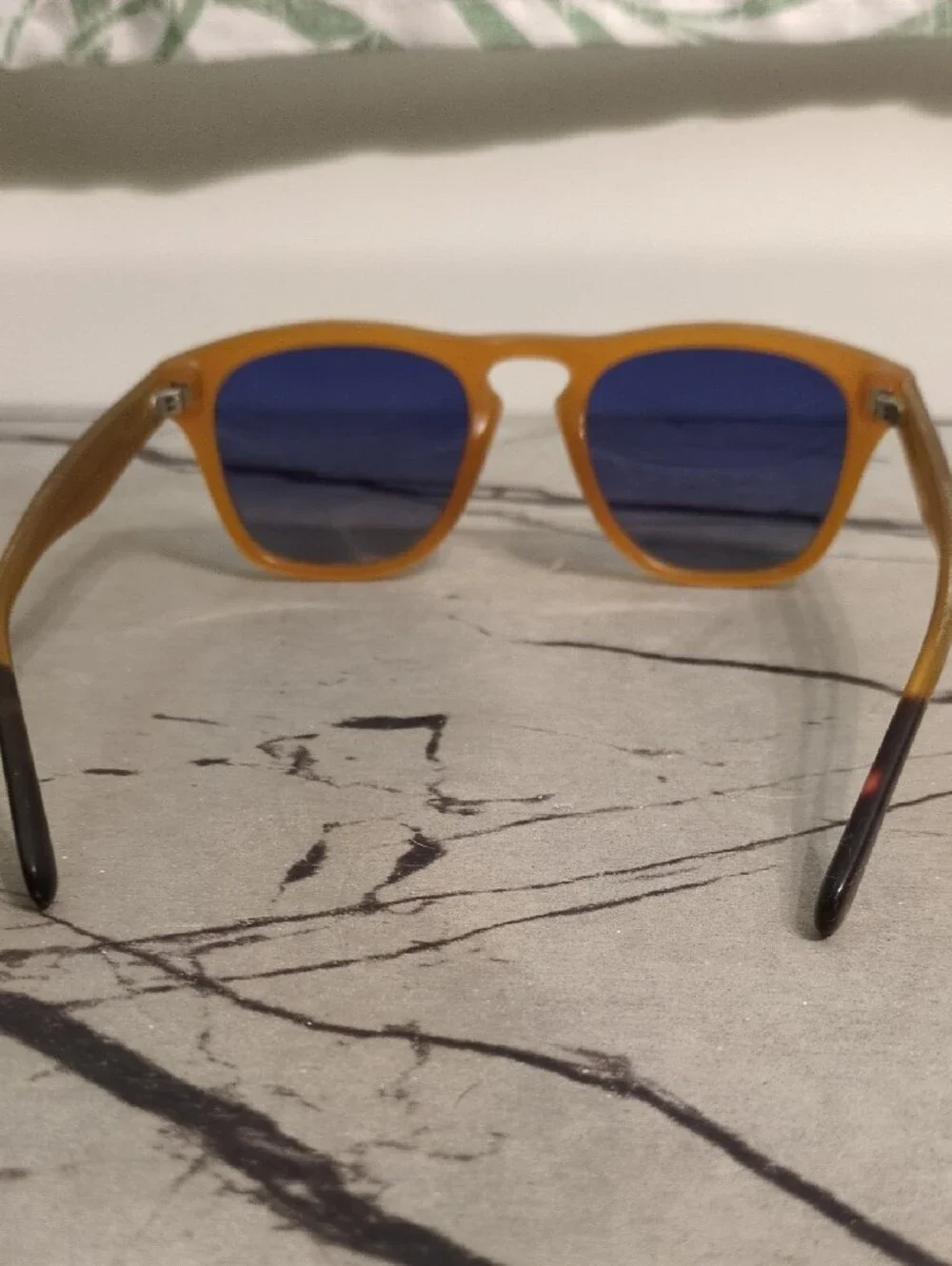 Men's Brown Frame Sunglasses with Blue Lenses